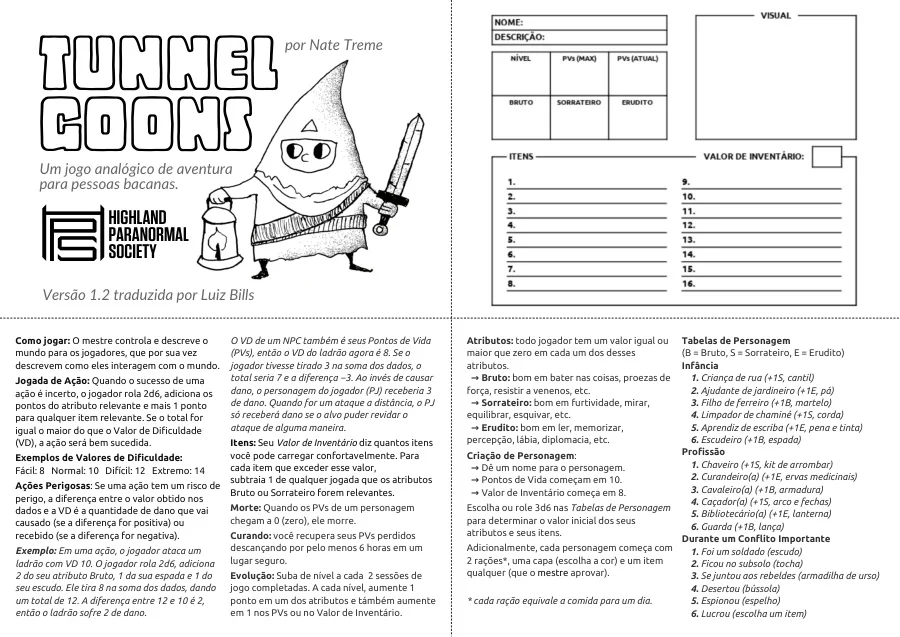 Tunnel Goons — RPG de uma página (em português)