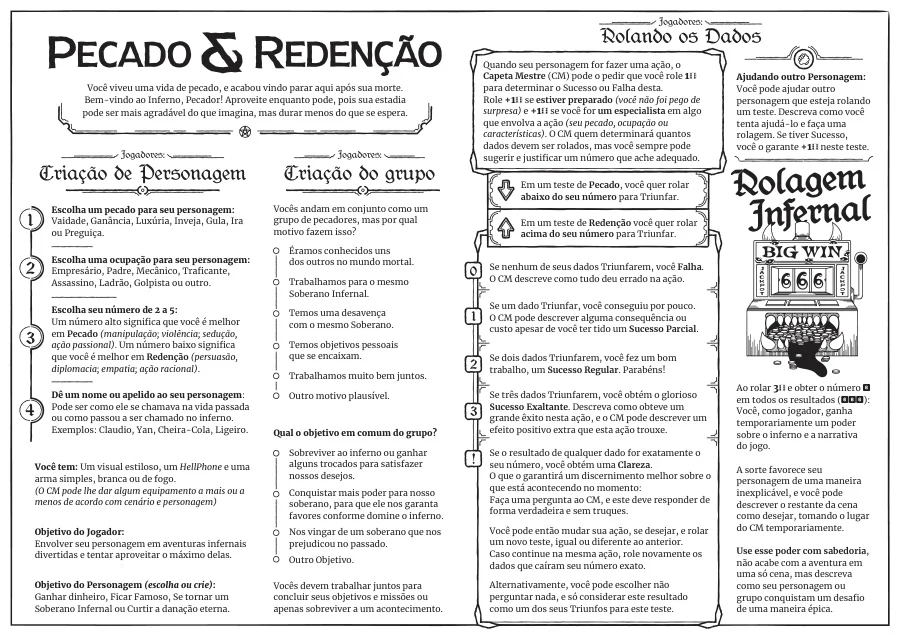 Pecado & Redenção — missão no inferno (rules-lite)