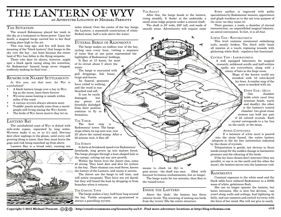The Lantern of Wyv — dungeon de uma página (OPDC 2015)