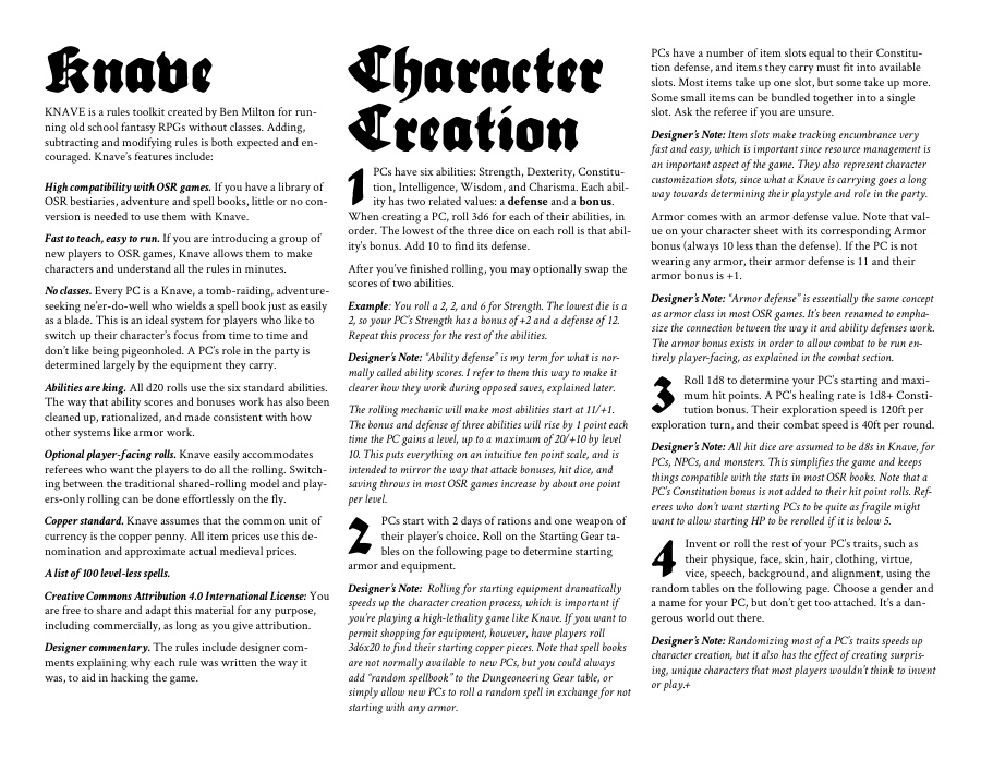 Knave — toolkit OSR sem classes